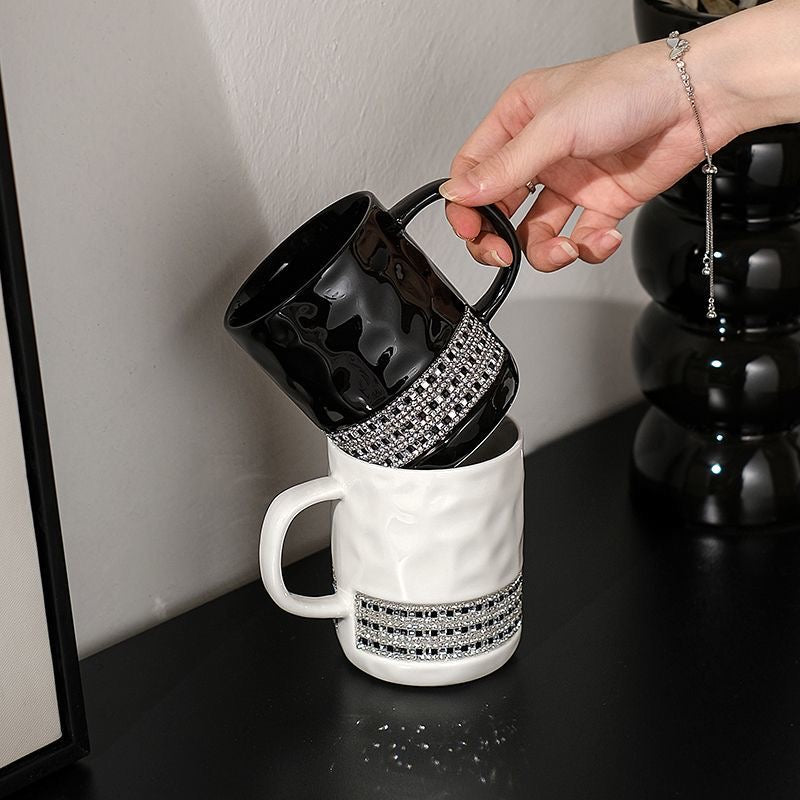 Bling Rhinestone Coffee Mug Ceramic Water Cup